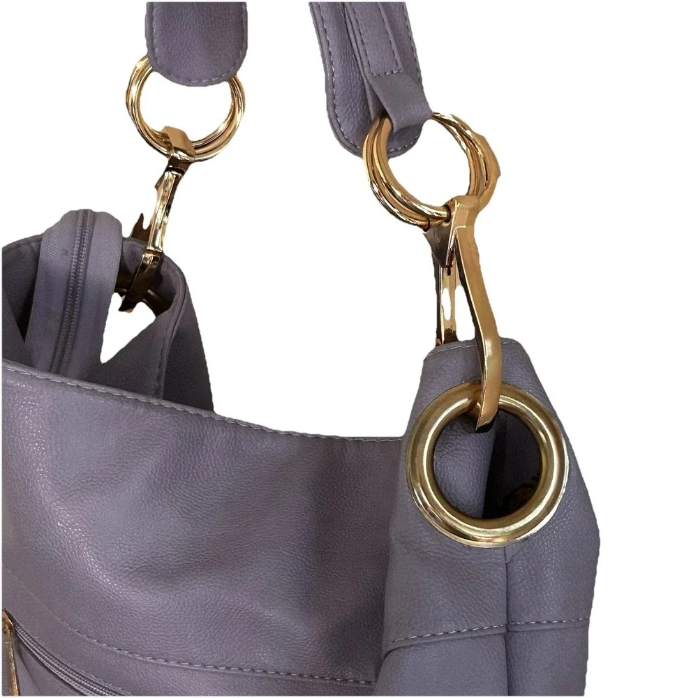 B.LUSH Vegan Leather Large 2 Compartment Purse‎ Bag Dusty Soft Purple